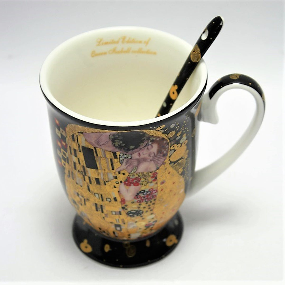 Tazza in porcellana Queen Isabel con cucchiaio, cucchiaio, motivo Klimt Kiss, 300ml, W9KL338-09121