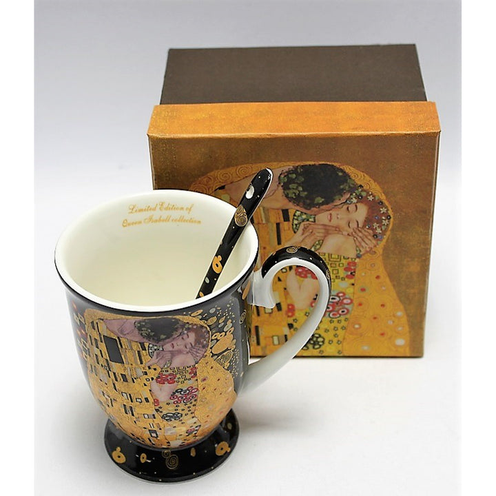 Tazza in porcellana Queen Isabel con cucchiaio, cucchiaio, motivo Klimt Kiss, 300ml, W9KL338-09121