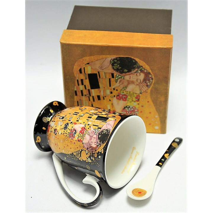 Tazza in porcellana Queen Isabel con cucchiaio, cucchiaio, motivo Klimt Kiss, 300ml, W9KL338-09121