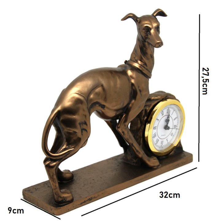 Figurina di cane, grafico, orologio, scultura decorativa in bronzo, Regina Isabel