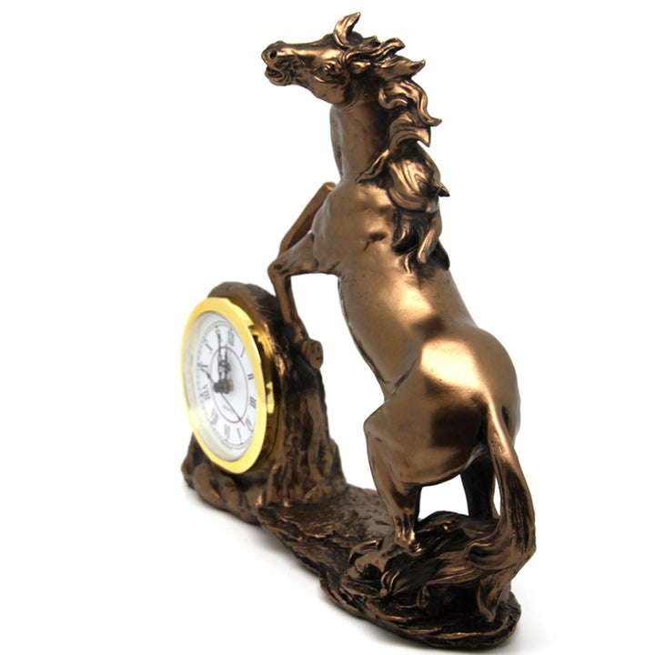 Statuetta di cavallo rampante, orologio, scultura in bronzo, numeri romani, Regina Isabella