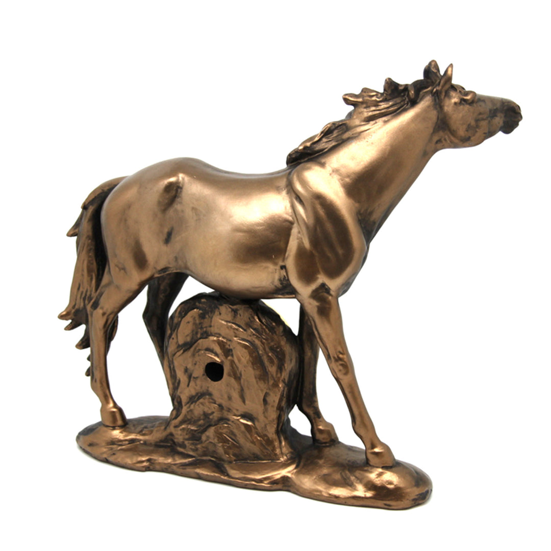 Statuetta di cavallo in piedi, orologio, scultura decorativa in bronzo, Regina Isabella