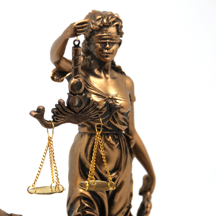 Statuetta di Temida, dea della giustizia, orologio, regina Isabella