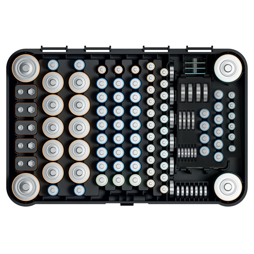 Organizzatore di batterie GreenBlue, coperchio trasparente, 115 spazi, Varta Box GB189, 3 pezzi