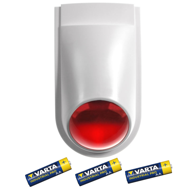 Sirena d'allarme fittizia con LED, AL2030 + 3x batterie AA Varta Industrial