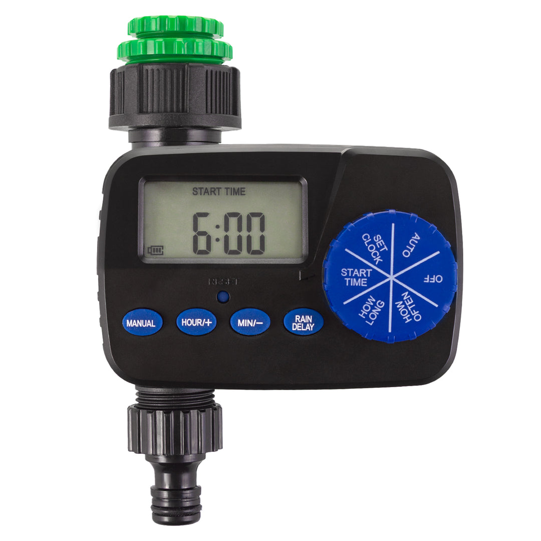 Centralina elettronica di irrigazione GreenBlue, programmatore, alimentazione 2x1,5V AA, GB390 + 2x Varta Industrial alcaline AA