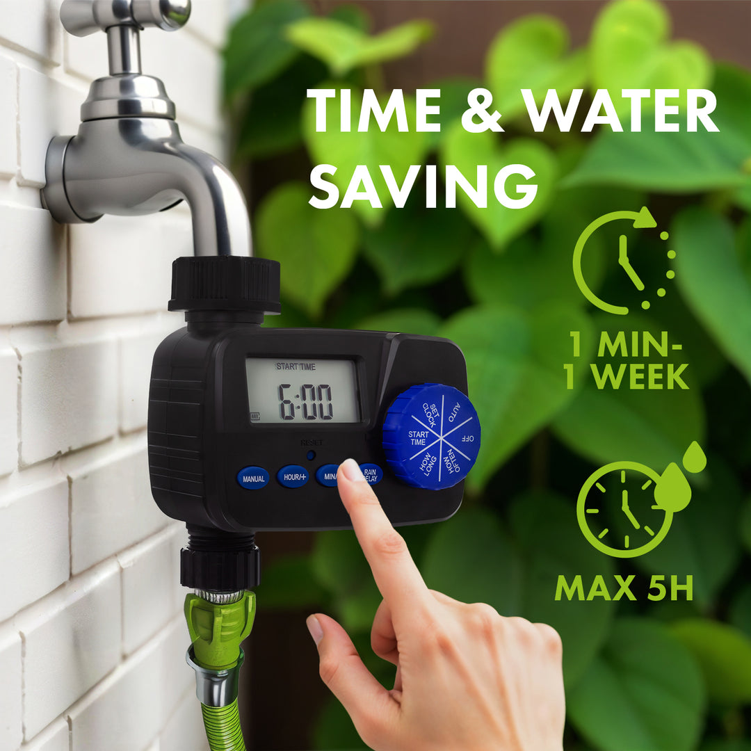 Centralina elettronica di irrigazione GreenBlue, programmatore, alimentazione 2x1,5V AA, GB390 + 2x Varta Industrial alcaline AA