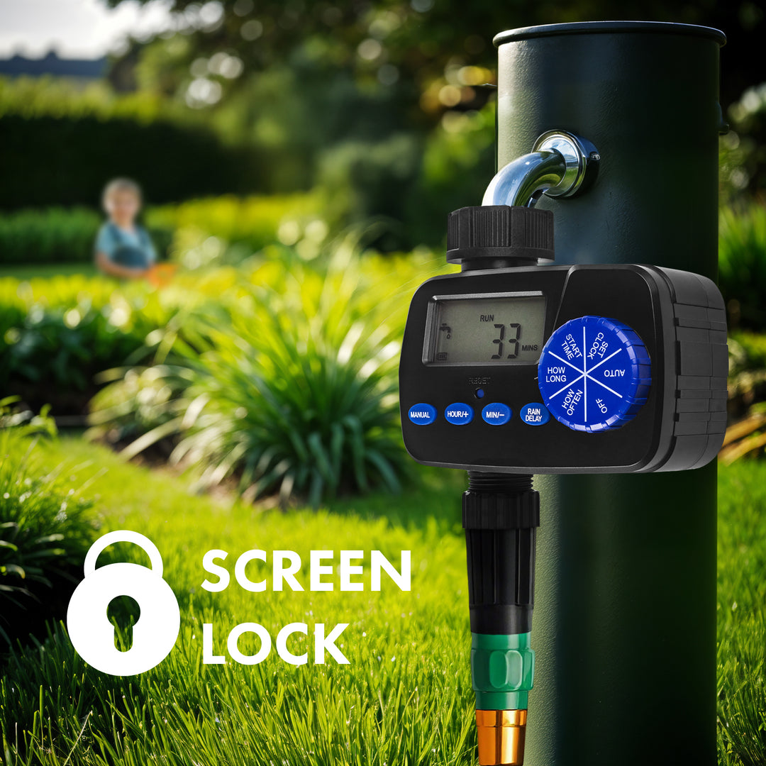 Centralina elettronica di irrigazione GreenBlue, programmatore, alimentazione 2x1,5V AA, GB390 + 2x Varta Industrial alcaline AA