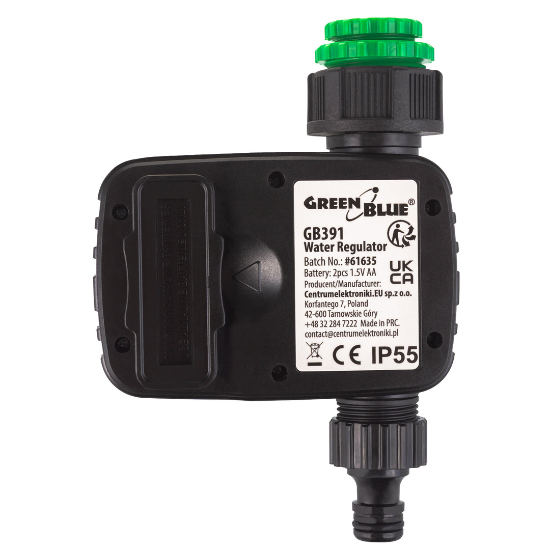 Centralina elettronica di irrigazione GreenBlue, programmatore, alimentazione 2x 1,5V AA, GB391 + 2x batterie alcaline Varta Industrial AA