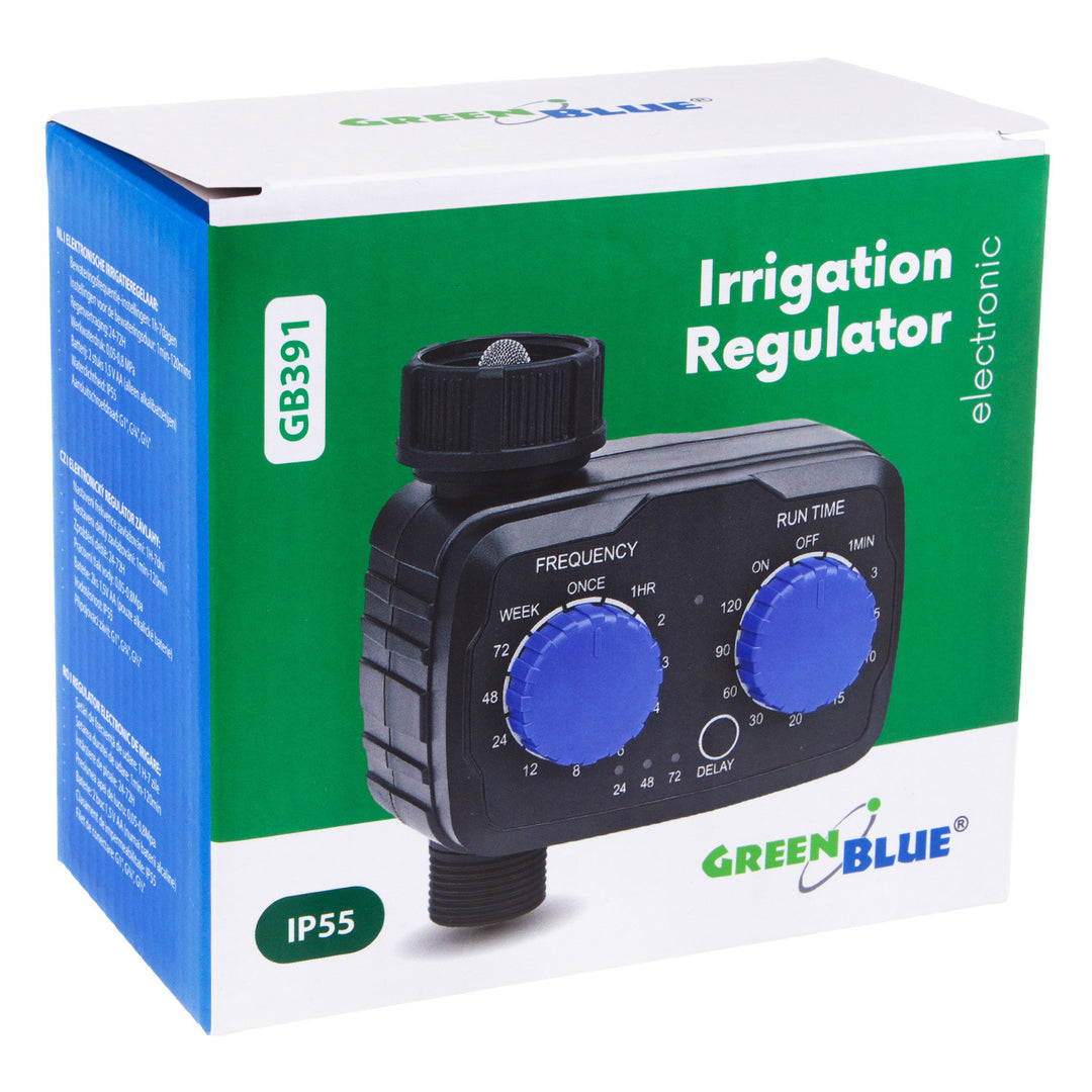 Centralina elettronica di irrigazione GreenBlue, programmatore, alimentazione 2x 1,5V AA, GB391 + 2x batterie alcaline Varta Industrial AA