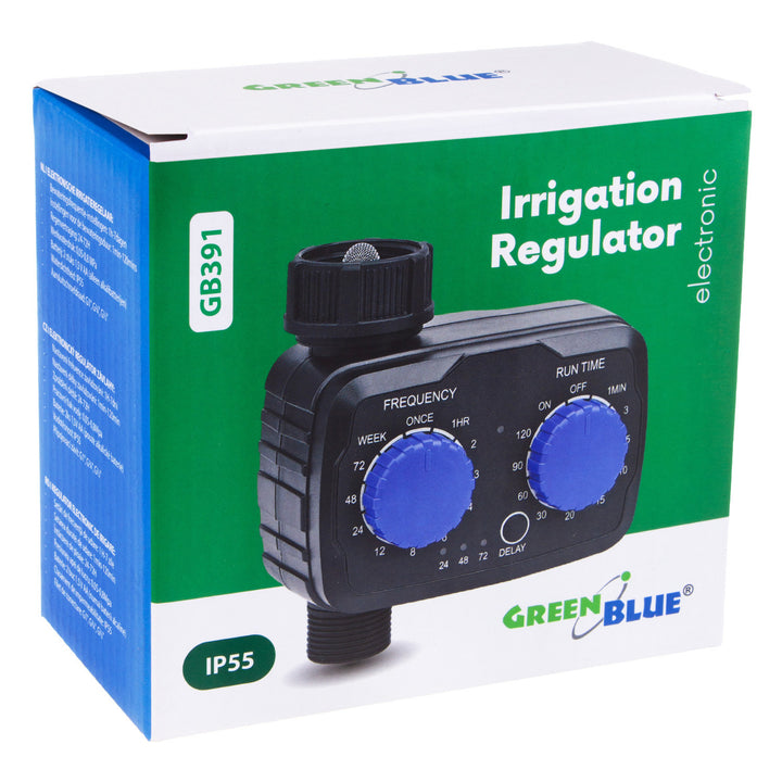 Centralina elettronica di irrigazione GreenBlue, programmatore, alimentazione 2x 1,5V AA, GB391 + 2x batterie alcaline Varta Industrial AA