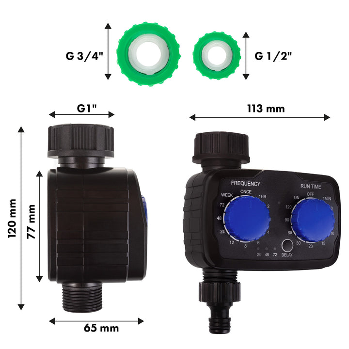 Centralina elettronica di irrigazione GreenBlue, programmatore, alimentazione 2x 1,5V AA, GB391 + 2x batterie alcaline Varta Industrial AA