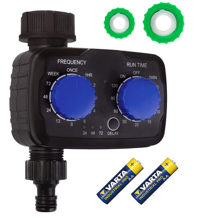 Centralina elettronica di irrigazione GreenBlue, programmatore, alimentazione 2x 1,5V AA, GB391 + 2x batterie alcaline Varta Industrial AA