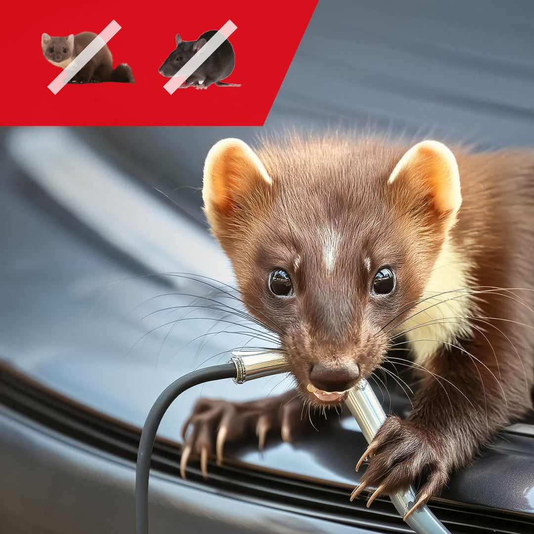 GreenBlue GB725 dissuasore per roditori e martore con ultrasuoni e LED + 4x batterie AA Varta Industrial