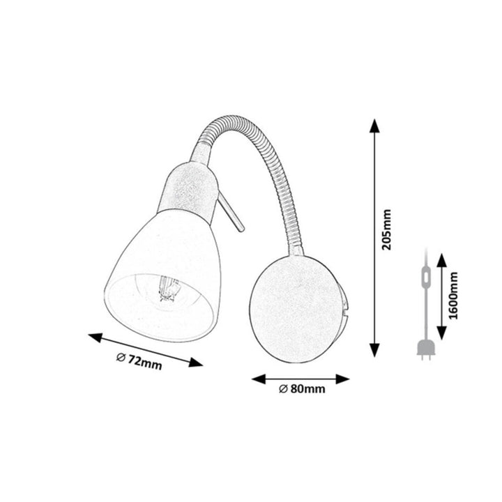 Lampada da parete Rabalux, spot, attacco E14, IP20, nero, Soma