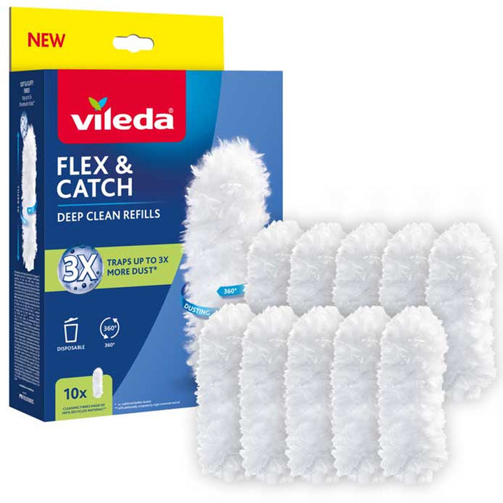 Ricarica per scopa Vileda Flex&Catch, 10 pezzi, 100% fibra riciclata, ricarica a 360°