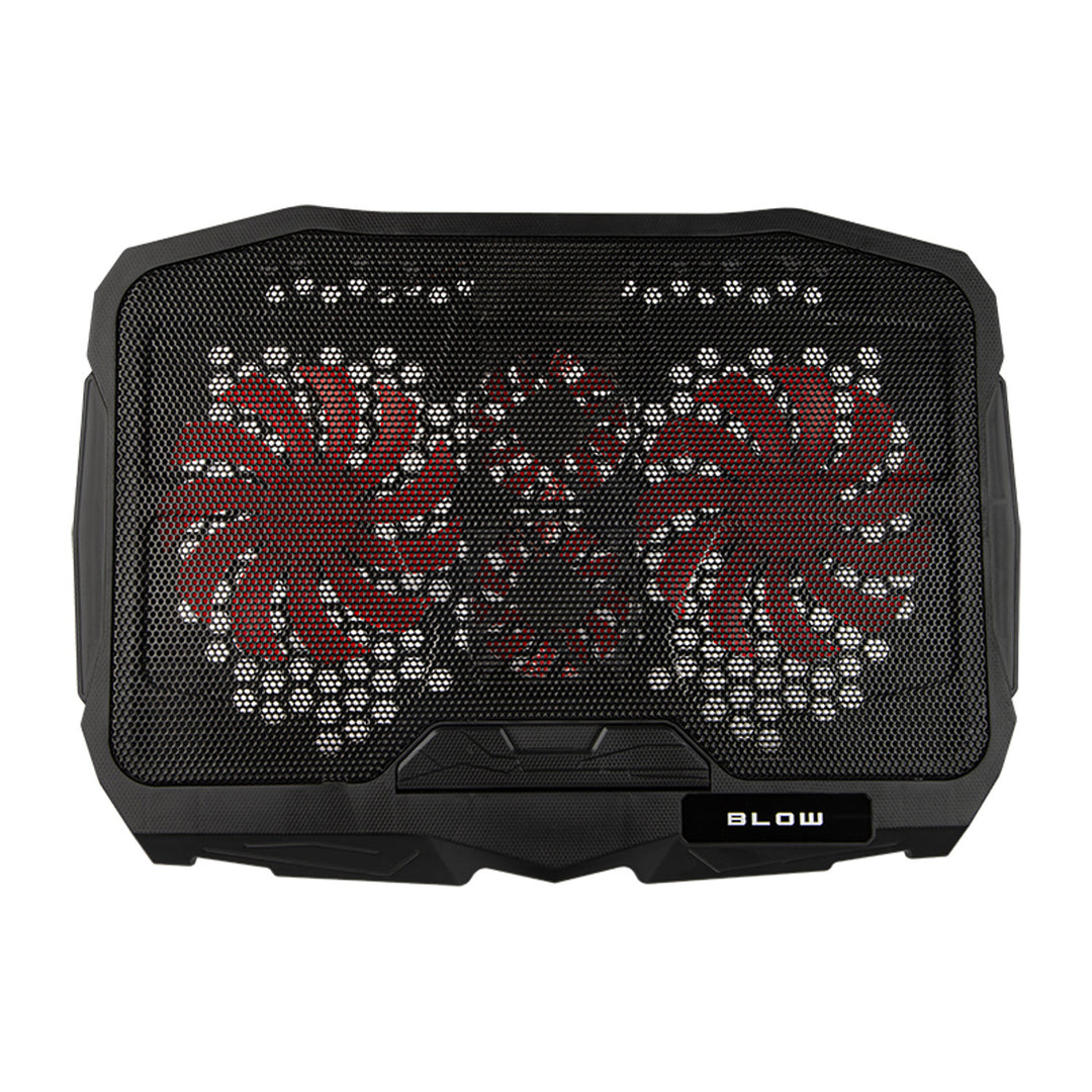 Supporto di raffreddamento per laptop Blow Hurricane, quattro ventole, illuminazione rossa, hub USB integrato