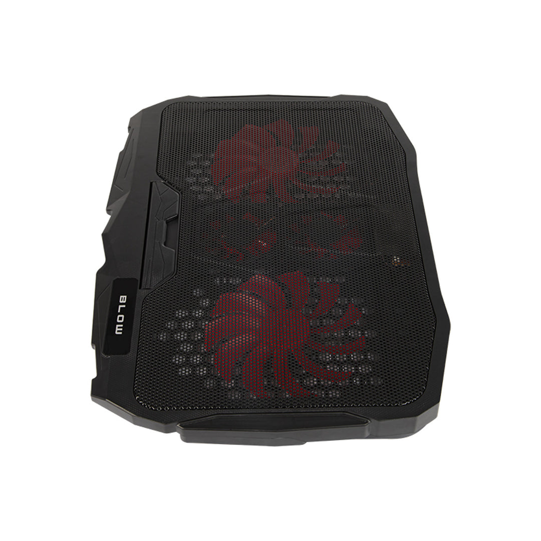 Supporto di raffreddamento per laptop Blow Hurricane, quattro ventole, illuminazione rossa, hub USB integrato