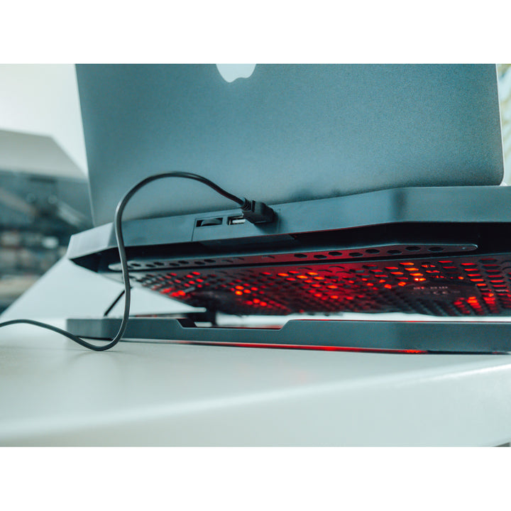 Supporto di raffreddamento per laptop Blow Hurricane, quattro ventole, illuminazione rossa, hub USB integrato