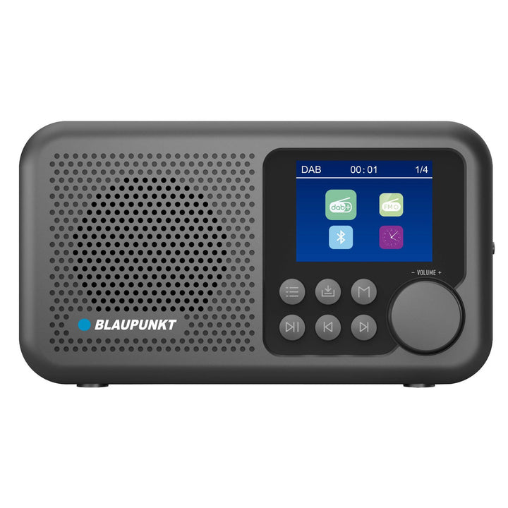 Radio portatile Blaupunkt, radio digitale DAB+ e sintonizzatore FM, Bluetooth, uscita cuffie, display a colori da 2,4 pollici, funzione orologio e sveglia, alimentata a batteria e ricaricabile tramite USB-C, DR8BK