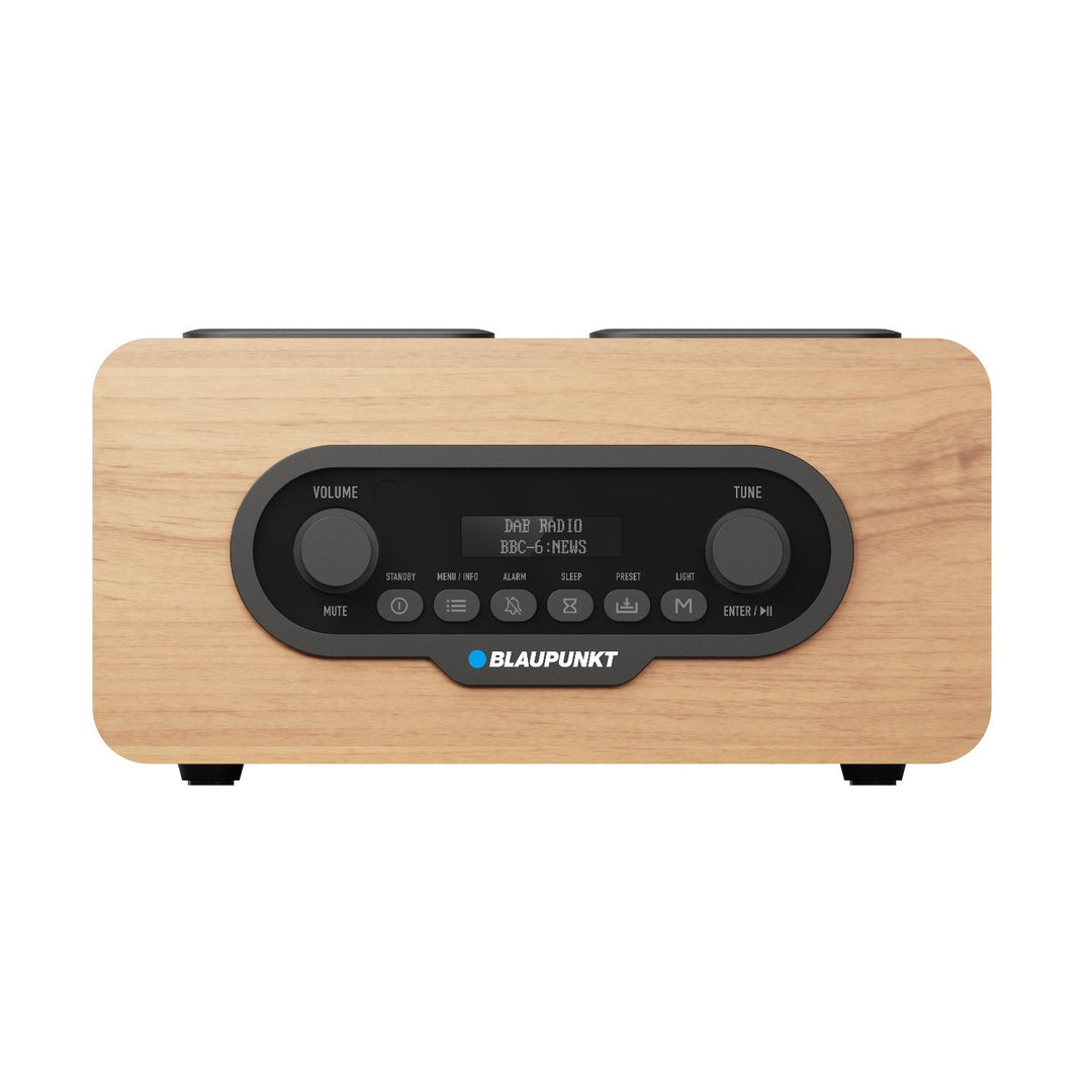 Radio portatile Blaupunkt, radio digitale DAB+ e sintonizzatore FM, Bluetooth, uscita cuffie, lettore USB e microSD, display LCD, funzione orologio e sveglia, alimentata da batteria ricaricabile USB-C, DR10CR