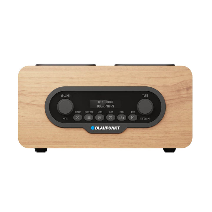 Radio portatile Blaupunkt, radio digitale DAB+ e sintonizzatore FM, Bluetooth, uscita cuffie, lettore USB e microSD, display LCD, funzione orologio e sveglia, alimentata da batteria ricaricabile USB-C, DR10CR