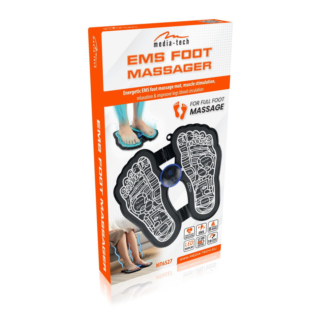 Apparecchio per il massaggio dei piedi Media-Tech, massaggio con elettrostimolazione EMS, 8 modalità, 19 livelli di intensità, MT6527