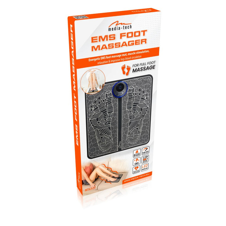 Dispositivo Media-Tech per il massaggio dei piedi, massaggio con elettrostimolazione EMS, 8 modalità, 19 livelli di intensità, MT6527