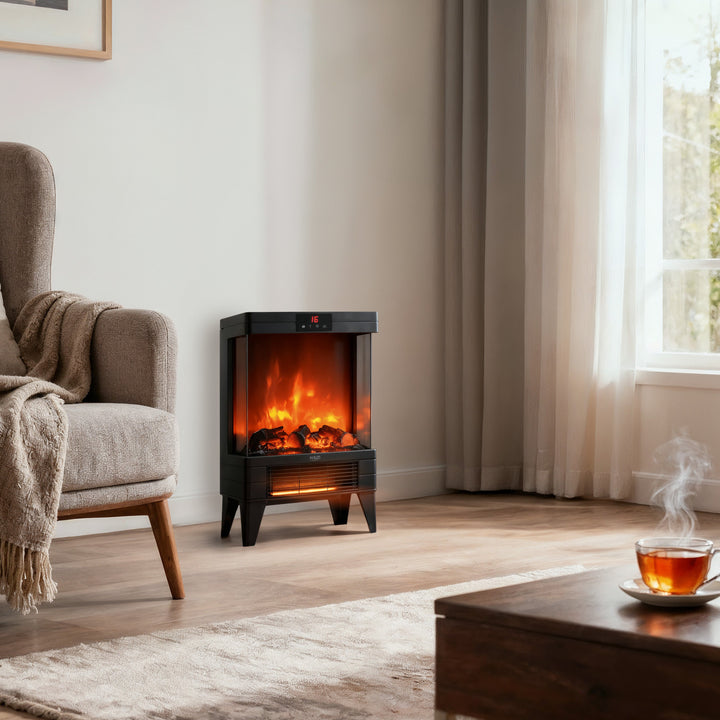 Caminetto elettrico a LED con telecomando, 2 potenze di riscaldamento 1000W/2000W, termostato, Adler AD 7755