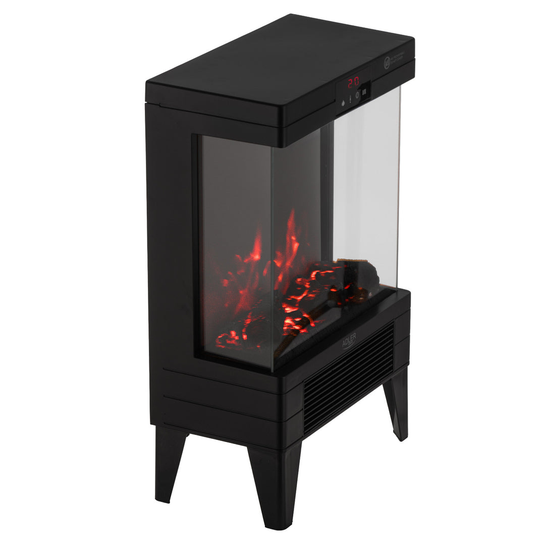 Caminetto elettrico a LED con telecomando, 2 potenze di riscaldamento 1000W/2000W, termostato, Adler AD 7755