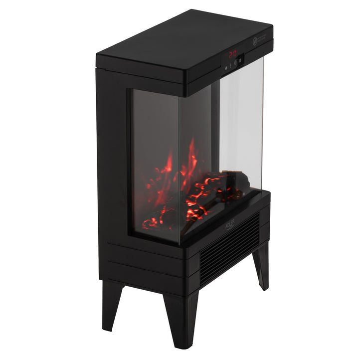 Caminetto elettrico a LED con telecomando, 2 potenze di riscaldamento 1000W/2000W, termostato, Adler AD 7755