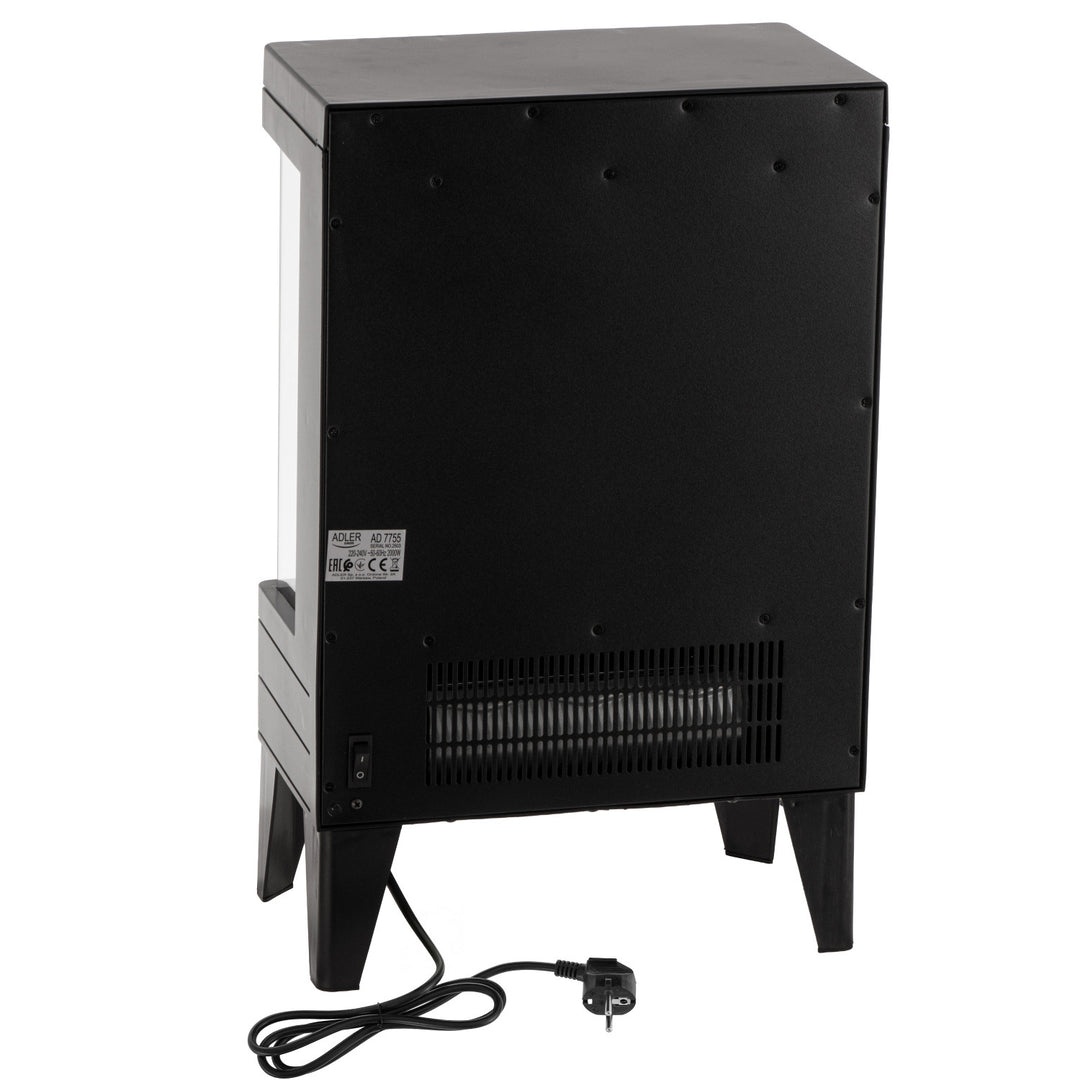 Caminetto elettrico a LED con telecomando, 2 potenze di riscaldamento 1000W/2000W, termostato, Adler AD 7755