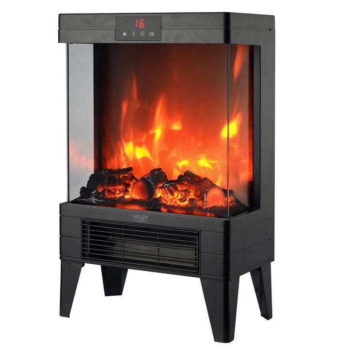 Caminetto elettrico a LED con telecomando, 2 potenze di riscaldamento 1000W/2000W, termostato, Adler AD 7755
