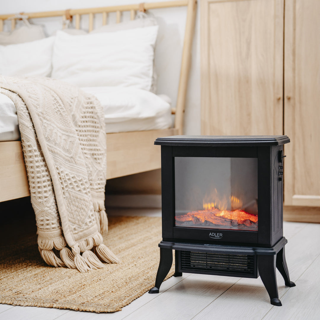 Caminetto elettrico Adler, 2 livelli di riscaldamento, potenza massima 1800W, termostato, effetto fiamma 3D, AD 7754