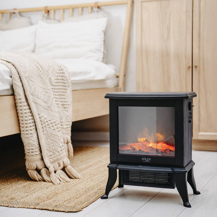 Caminetto elettrico Adler, 2 livelli di riscaldamento, potenza massima 1800W, termostato, effetto fiamma 3D, AD 7754