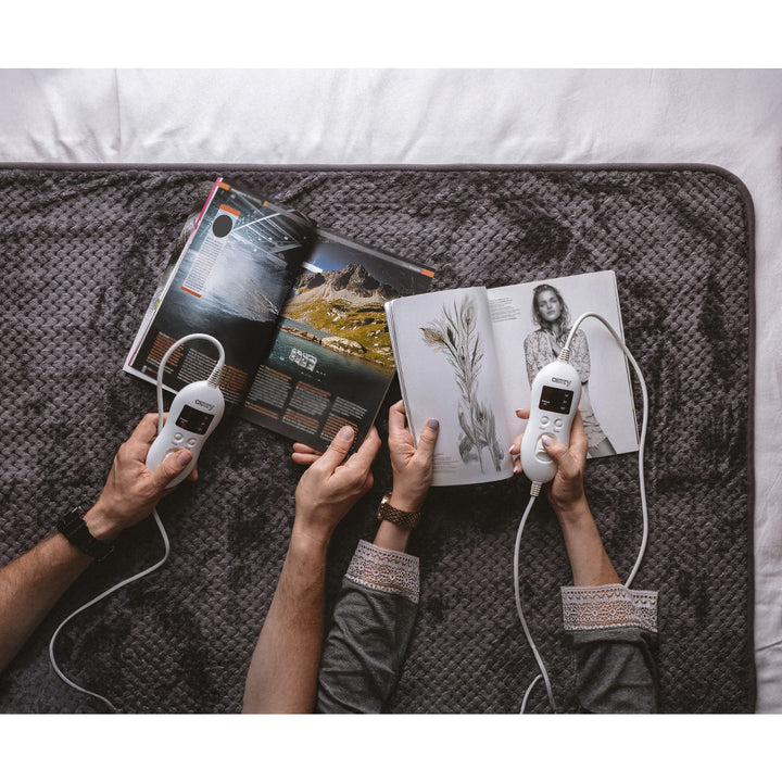 Coperta elettrica Camry, per 2 persone, dimensioni 150x160cm, 8 livelli di riscaldamento, potenza 2 x 60W, grigio, CR 7417