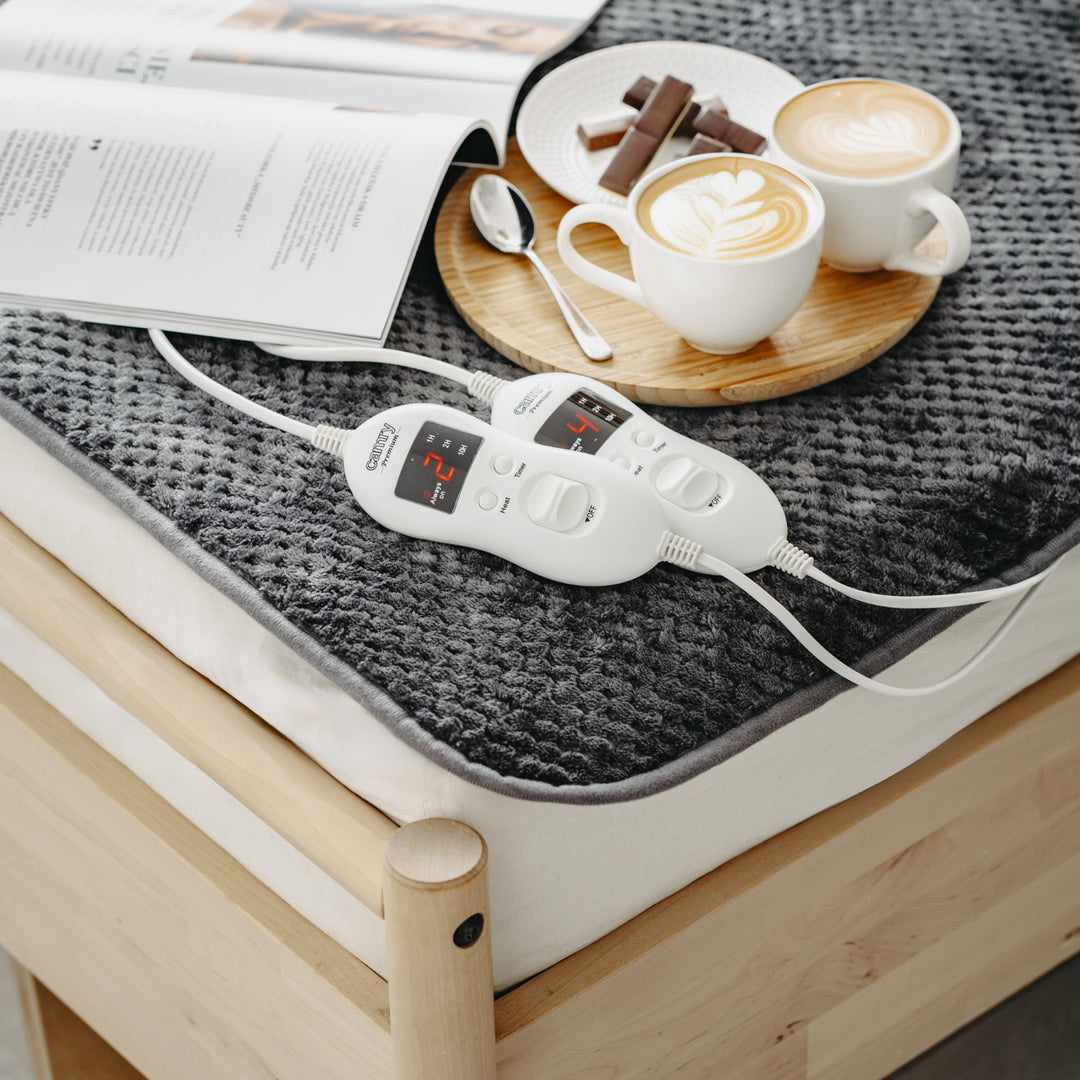 Coperta elettrica Camry, per 2 persone, dimensioni 150x160cm, 8 livelli di riscaldamento, potenza 2 x 60W, grigio, CR 7417