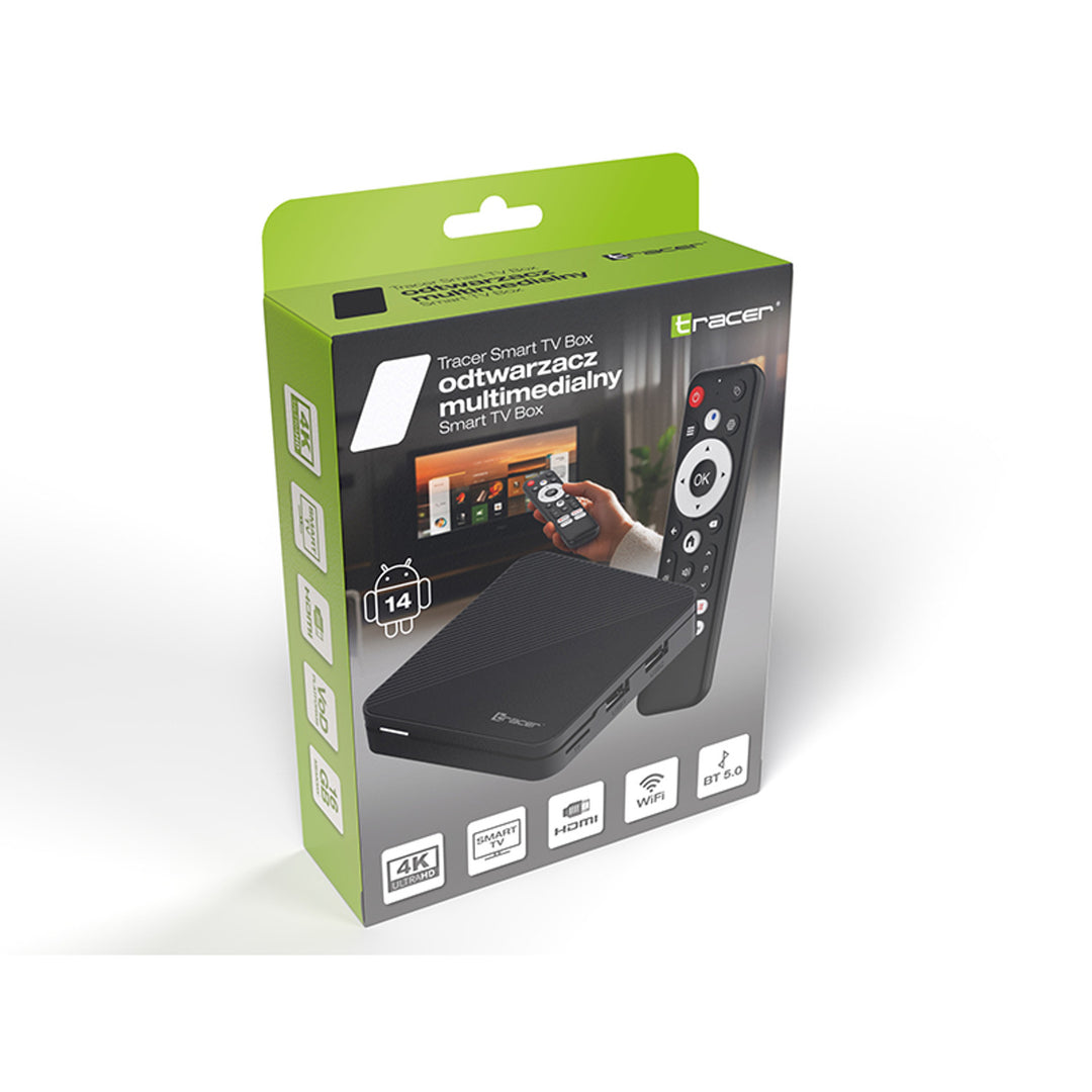 Lettore multimediale, Android 14, 2 GB di RAM, 16 GB di memoria, Bluetooth 5.0, Wi-Fi, TV Box