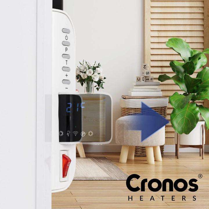 Riscaldatore a infrarossi Cronos, 330W, bianco, anallergico, ultrasottile, superficie opaca, riscalda un'area fino a 12m2, Synthelith PRO CRP-330TWP Bianco