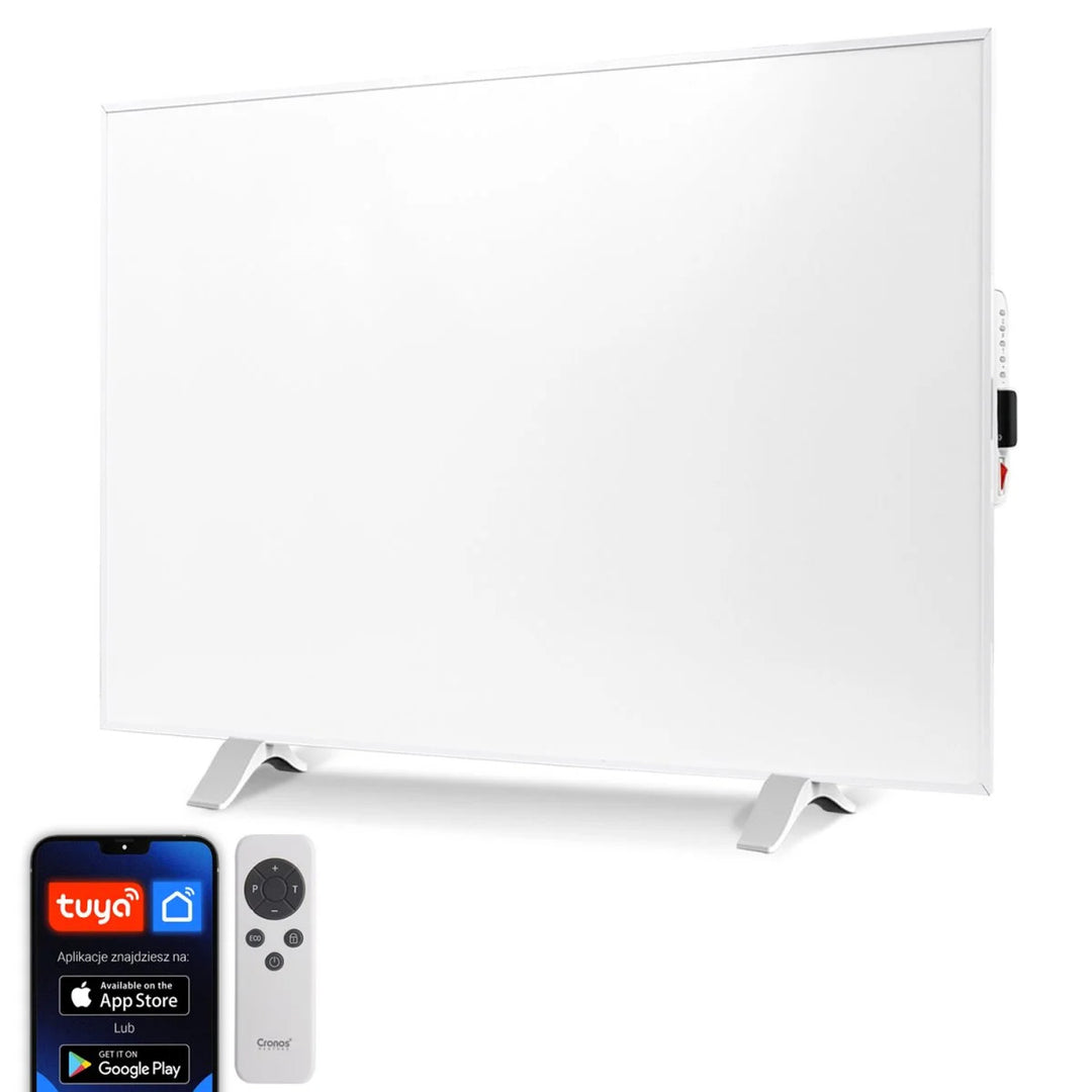 Riscaldatore a infrarossi Cronos, 500W, bianco, anallergico, ultrasottile, superficie opaca, riscalda fino a 14m2, Synthelith PRO CRP-500TWP Bianco