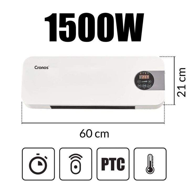 Ventilatore Cronos a barriera d'aria, 1500W, basso consumo energetico, ampio angolo di scarico, telecomando, HFH-201