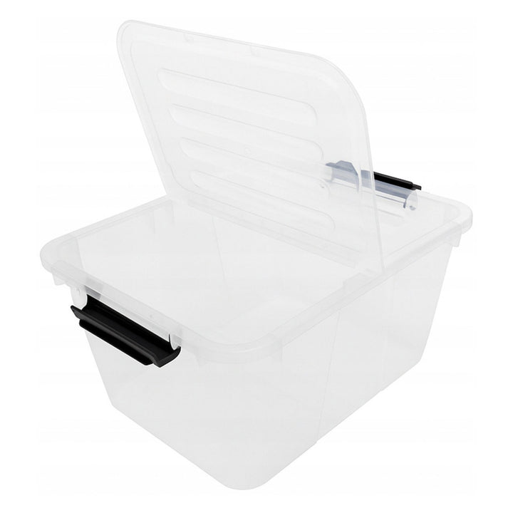 Plast Team Home Box Flex 15L contenitore a doppio coperchio, coperchio pieghevole, clip di sicurezza, trasparente, 23010800