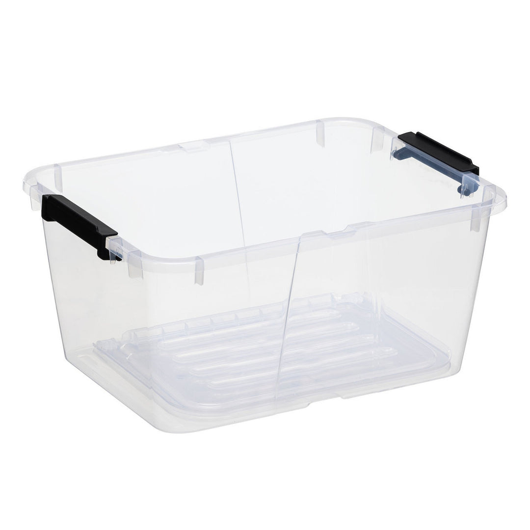 Plast Team Home Box Flex 15L contenitore a doppio coperchio, coperchio pieghevole, clip di sicurezza, trasparente, 23010800