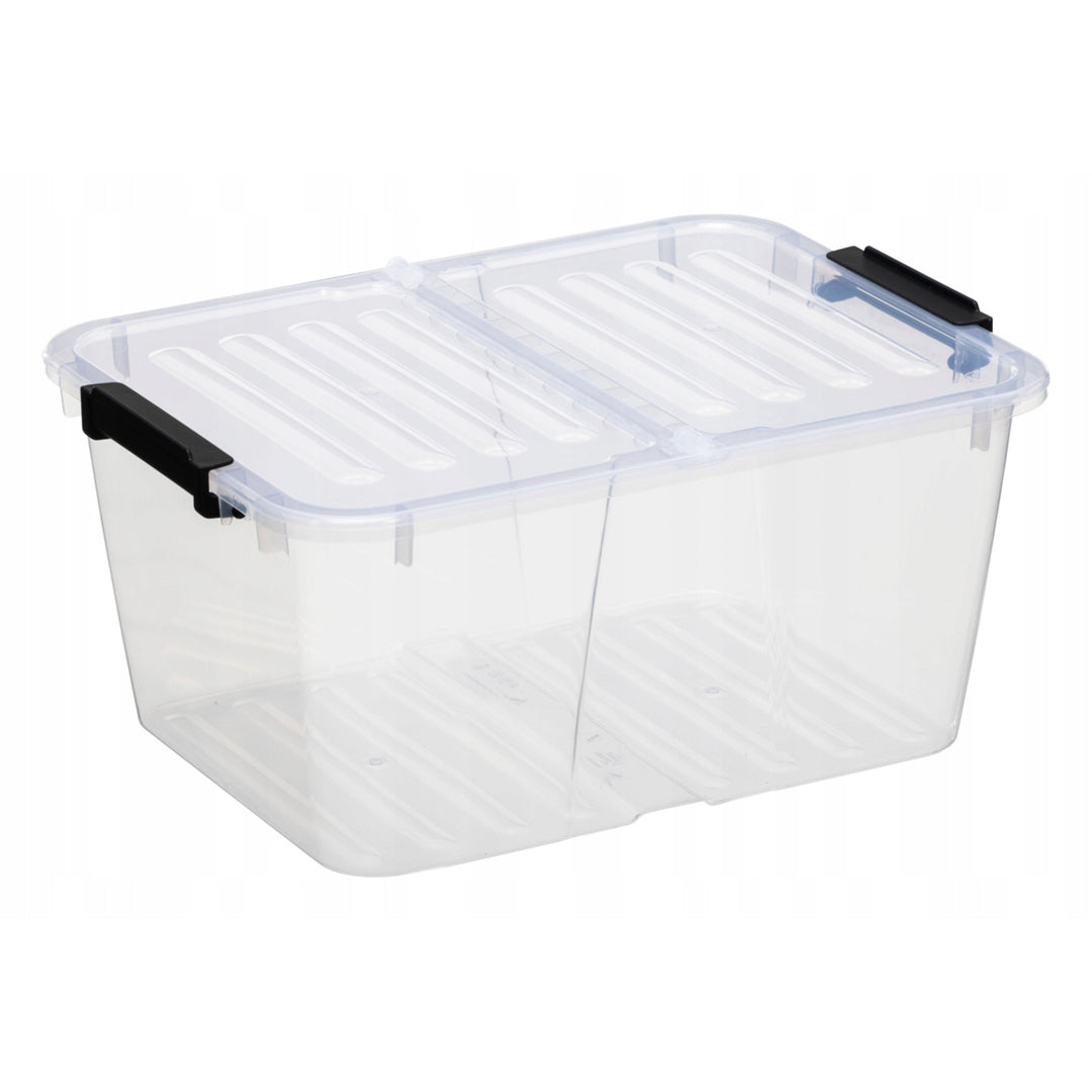 Plast Team Home Box Flex 15L contenitore a doppio coperchio, coperchio pieghevole, clip di sicurezza, trasparente, 23010800