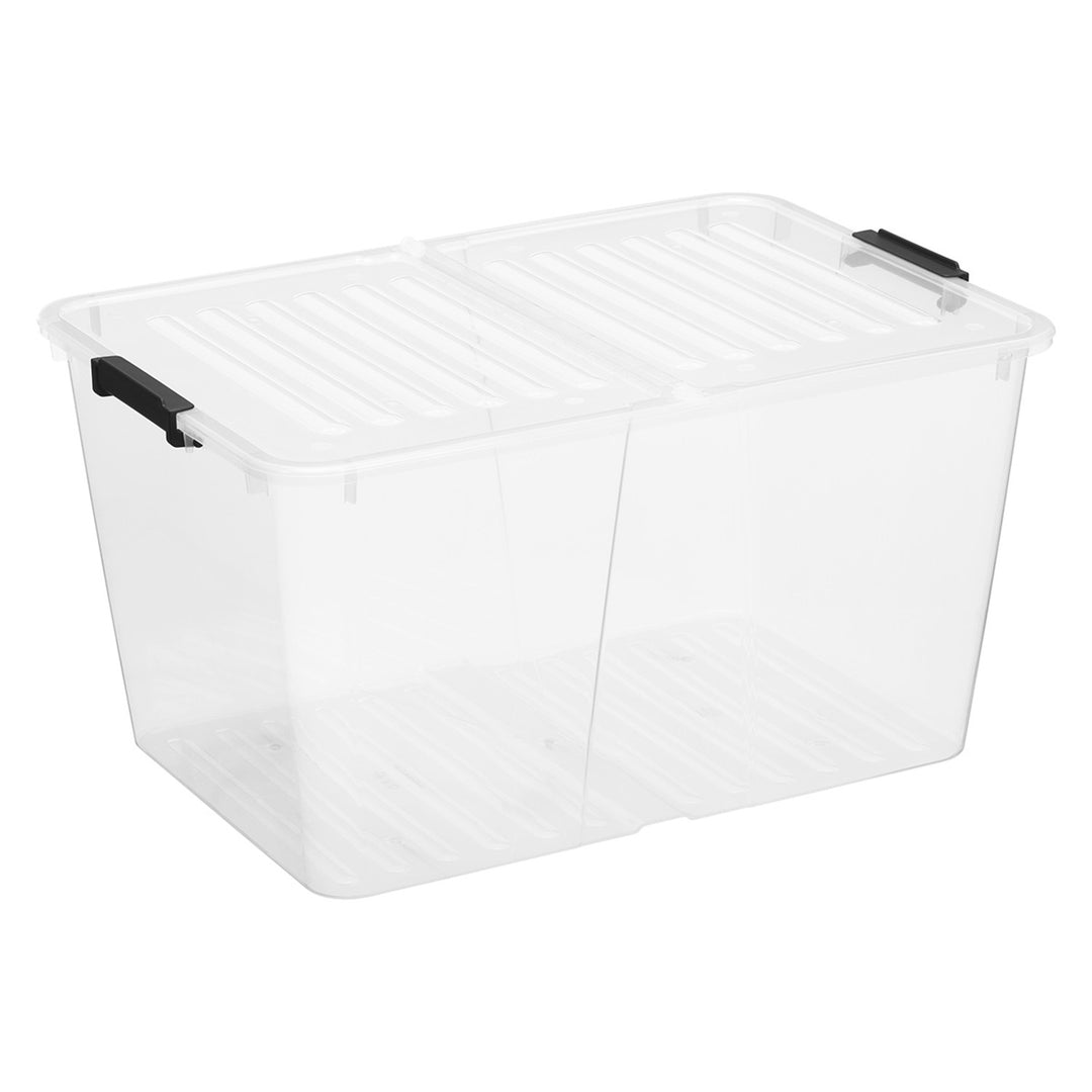 Plast Team Home Box Flex 50L contenitore a doppio coperchio, coperchio pieghevole, clip di sicurezza, trasparente, 23030800
