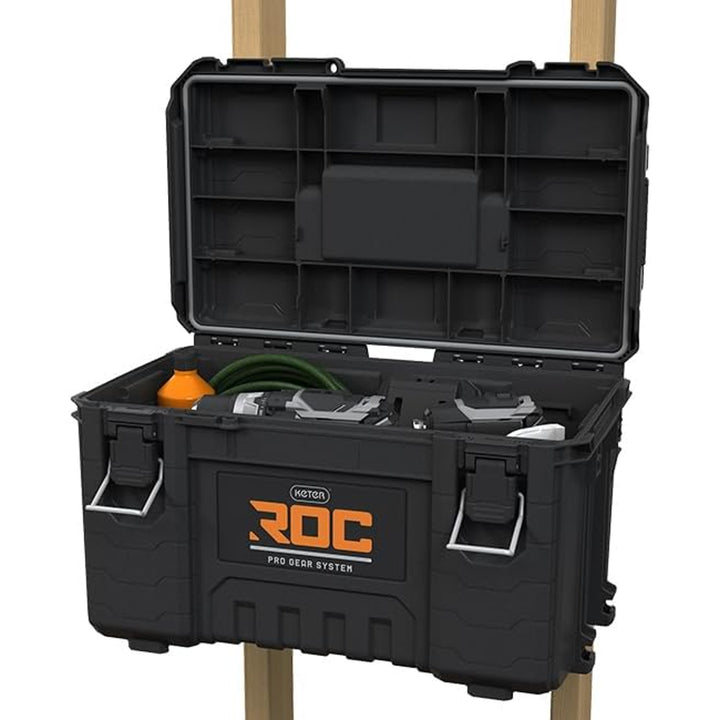 Cassetta degli attrezzi Keter ROC Pro Gear 2.0, portata 54 kg, dotata di maniglie Pro Mount, organizer incluso, possibilità di fissaggio a parete, 256984