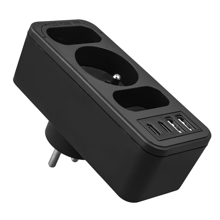Presa di corrente x3 + 4xUSB Maclean, splitter a 3 prese, 2xUSB A, 2xUSB C PD 20W, 1x16A + 2x6A, MCE248 F/B, 3 pezzi