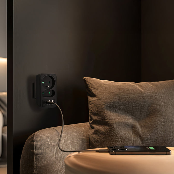 Presa di corrente Maclean x2 + 4xUSB, splitter con 2 prese, 2xUSB A, 2xUSB C PD 20W, 1x16A + 1x6A, MCE249 F/B, 3 pezzi