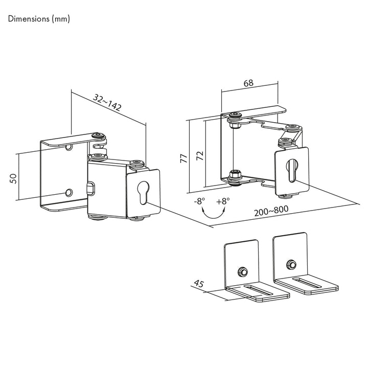 Supporto / gancio da parete per soundbar Maclean, regolazione dell'angolo da +8° a -8°, carico massimo 10 kg, in acciaio, MC-177