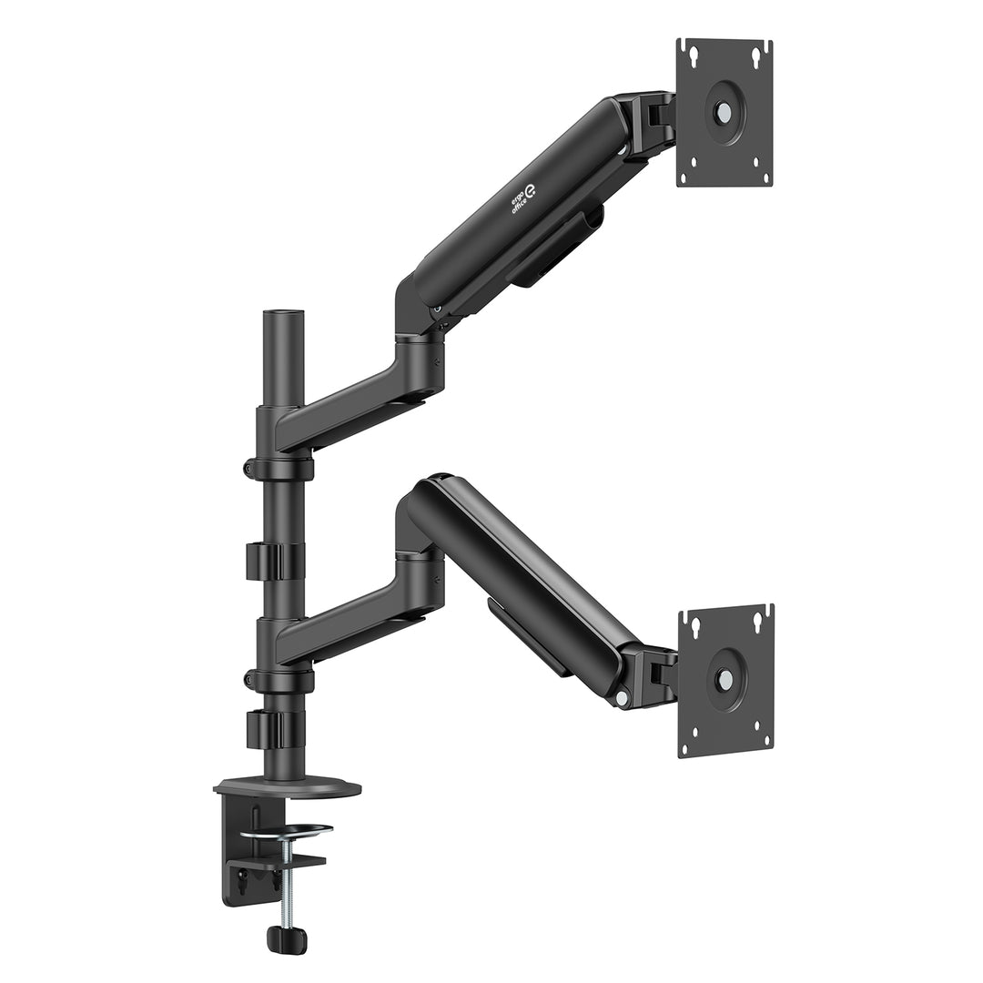 Supporto / gancio per 2 monitor Ergo Office, molla a gas, 17"-32", 1-10 kg, nero opaco, ER-692 B
